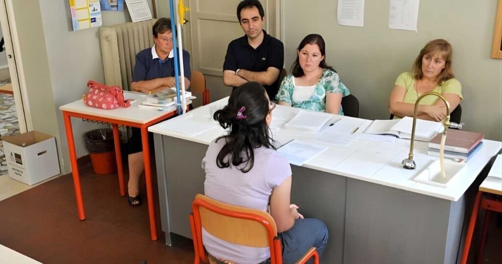 Un colloquio d'esame durante la Maturità 2026 tra uno studente e i suoi commissari interni.